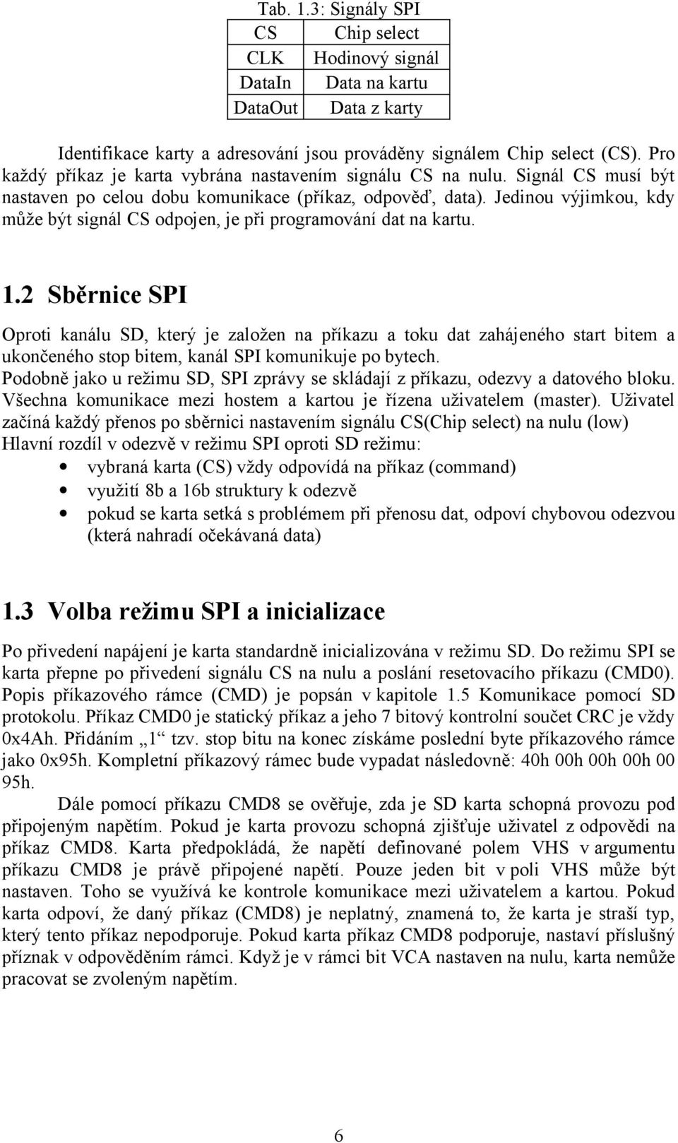 Jedinou výjimkou, kdy může být signál CS odpojen, je při programování dat na kartu. 1.