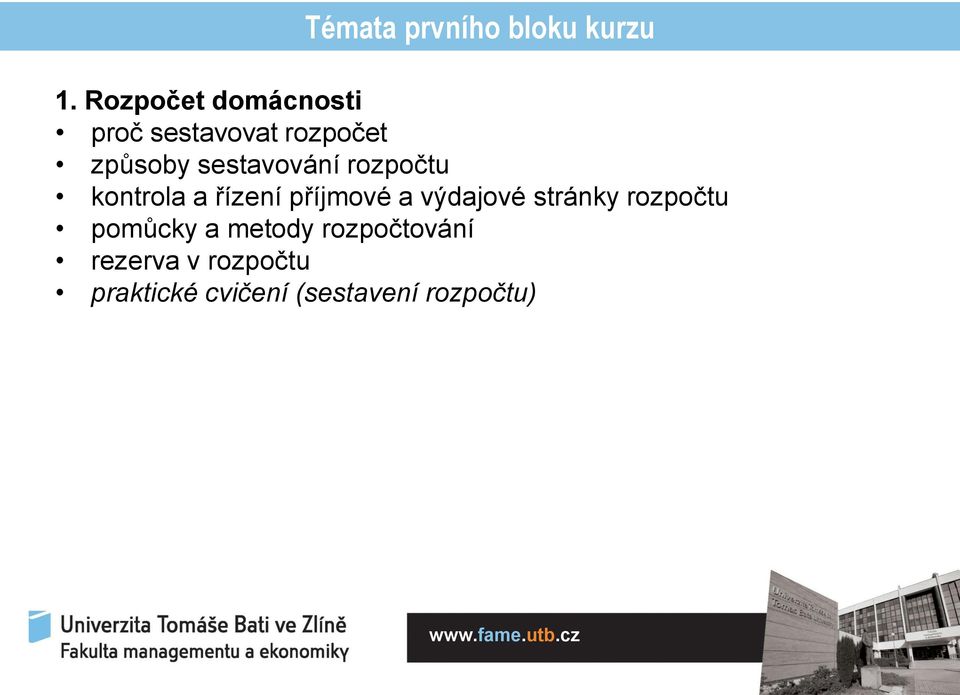sestavování rozpočtu kontrola a řízení příjmové a výdajové