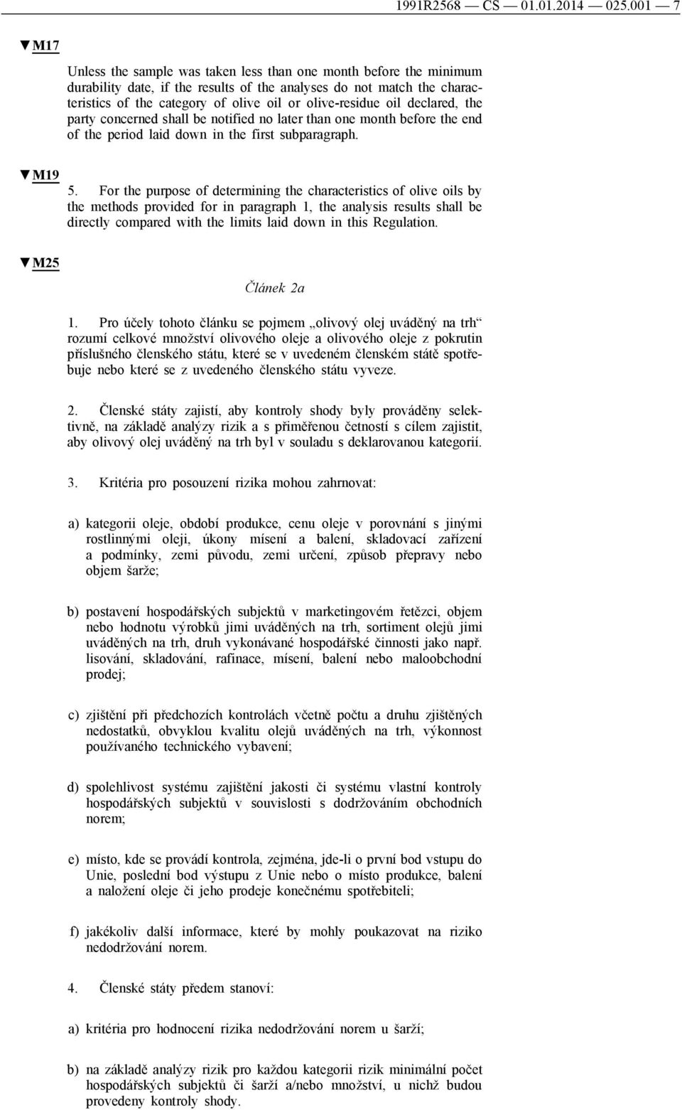 olive-residue oil declared, the party concerned shall be notified no later than one month before the end of the period laid down in the first subparagraph. M19 5.