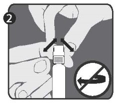 krok: Druhou rukou uchopte uzávěr (A) a pevně s ním kývejte dopředu a dozadu, abyste zlomili jeho spojení s přídržným kroužkem (D). Uzávěrem nekruťte ani neotáčejte. 3.