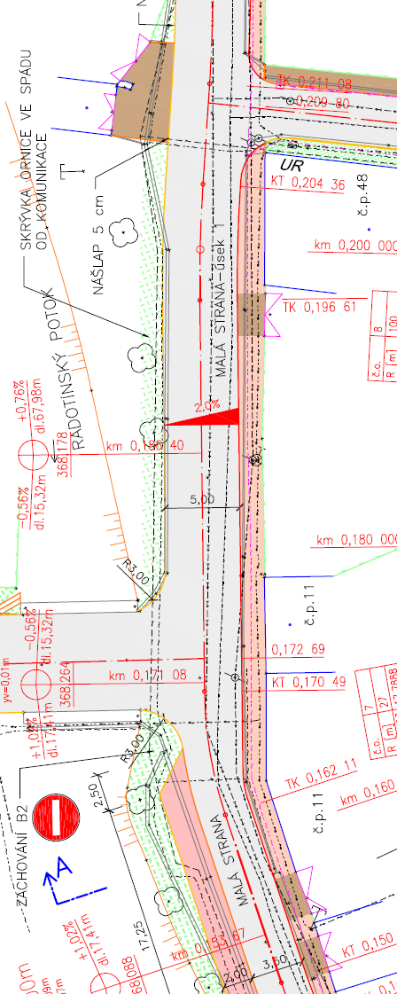 Součástí projektu je i rekonstrukce vozovky spojující ulice Zahradní a U Dálnice, délka rekonstrukce bude 58,09 m.