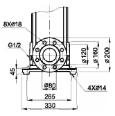 Rozměry a hmotnosti - SBI, SBN 45 PN16-25-40 / DN80 Typ čerpadla Motor P 2 DIN příruby [kw] H1 H2 Rozměr [mm] SBI,SBN Čistá hmotnost [kg] D1 D2 D3 DIN příruby SBI, SBN 45-1-1 3,0 559 879 196 148 280