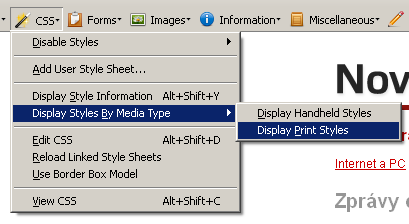 strana 27 Responsivní design - Ladění Možnost zvolit sadu CSS podle média