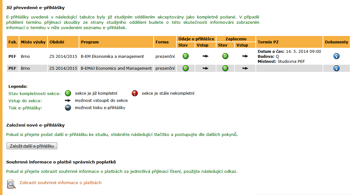 1 ELEKTRONICKÁ PŘIHLÁŠKA KE STUDIU NA