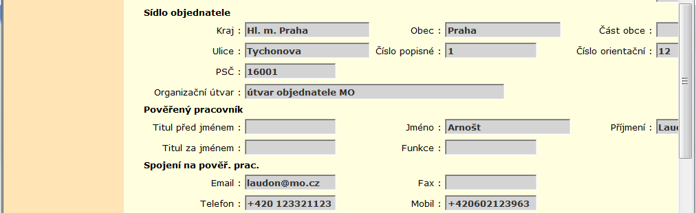 4.4.1 Požadavky na MD detail Odkazem Detail z přehledu požadavků na MD se zobrazí záznam vyplněného požadavku na MD pro jeho prohlížení (bez možnosti editace).