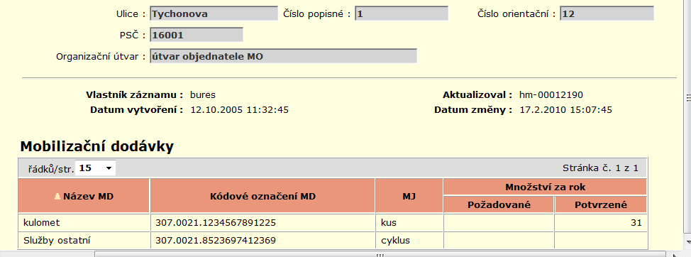 4.6.1 Smlouvy detail Odkazem Detail z přehledu smluv se zobrazí formulář se záznamem již zadané smlouvy pro jeho prohlížení (bez možnosti editace).