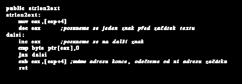 Programování Assembler - ukázka kódu Vladimír