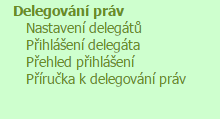 6. Delegování práv Pořizování hlášení včelaře lze v IZR delegovat na jiného uživatele prostřednictvím funkcionality Delegování práv.