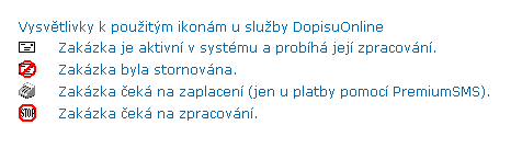 Obr. 1 Zobrazení přehledu zakázek Podací lístek Po realizaci platby je zásilka zařazena do zpracování.