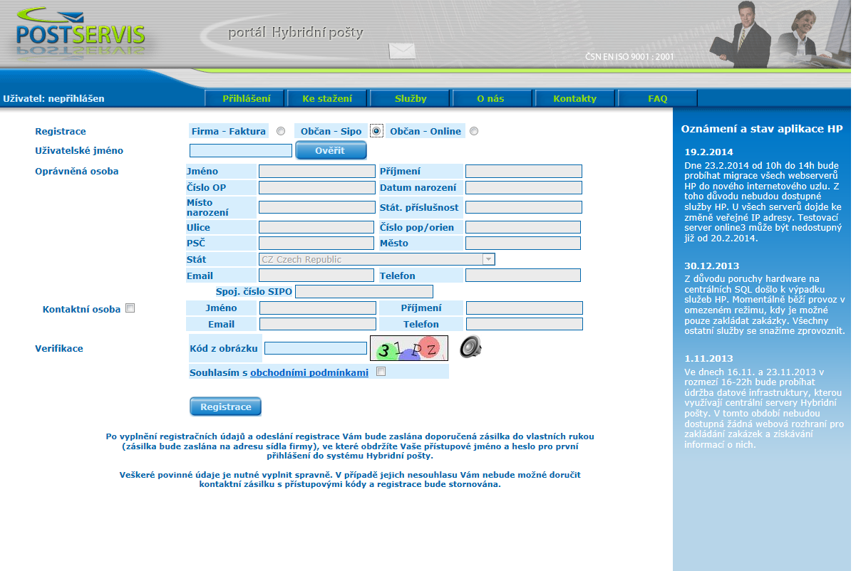 Registrace fyzické osoby (obr.