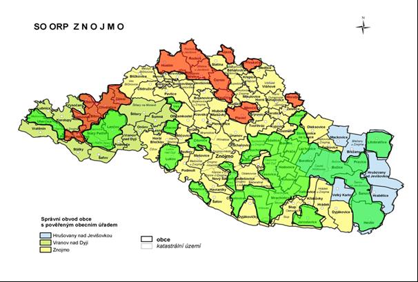 Zdroj: Sociodemografická analýza Znojemska, 2010, MU Brno Z analýzy poskytovaných sociálních služeb v území ORP Znojmo je patrné, že většina sociálních služeb působí v rámci města Znojma a jeho okolí.