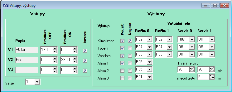 Programovatelný termostat Strana č. 8 z 9 Nastavení vstupů a výstupů Slouží k nastaveni fyzických vstupá a výstupů.