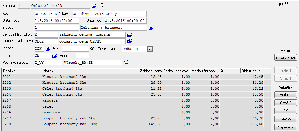 19 Modul zásoby - Tvorba cen a cenových akcí v *8747 2.