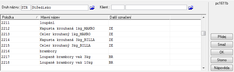 8 Modul zásoby - Tvorba cen a cenových akcí v *8747 1.3.2 Nadefinování střediska stejně jako u oblastí budeme postupovat i u vytváření nových středisek: a opět uložíme tlačítkem OK 1.3.3 Kombinace distribuční oblasti a střediska Aby při tvorbě oblastního ceníku (viz kapitola 2.