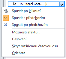 Tak jako níže uvedeném obrázku je připojen soubor MP3 k prezentaci.