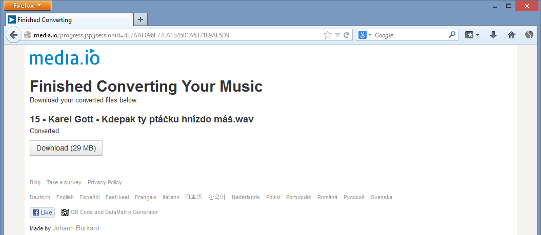 My se podíváme na jednoduchou online konvertovací aplikaci, kterou najdete na internetu http://media.io. Klikněte na odkaz Select Files to Upload pro vyhledání a nahrání souboru např.