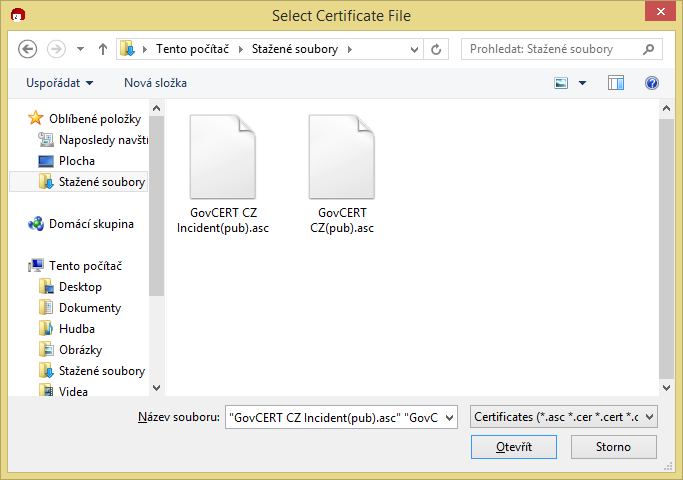 Import PGP certifikátů Jste-li již majitelem vlastního páru PGP klíčů, můžete je jednoduše naimportovat File -> Import Certificates.