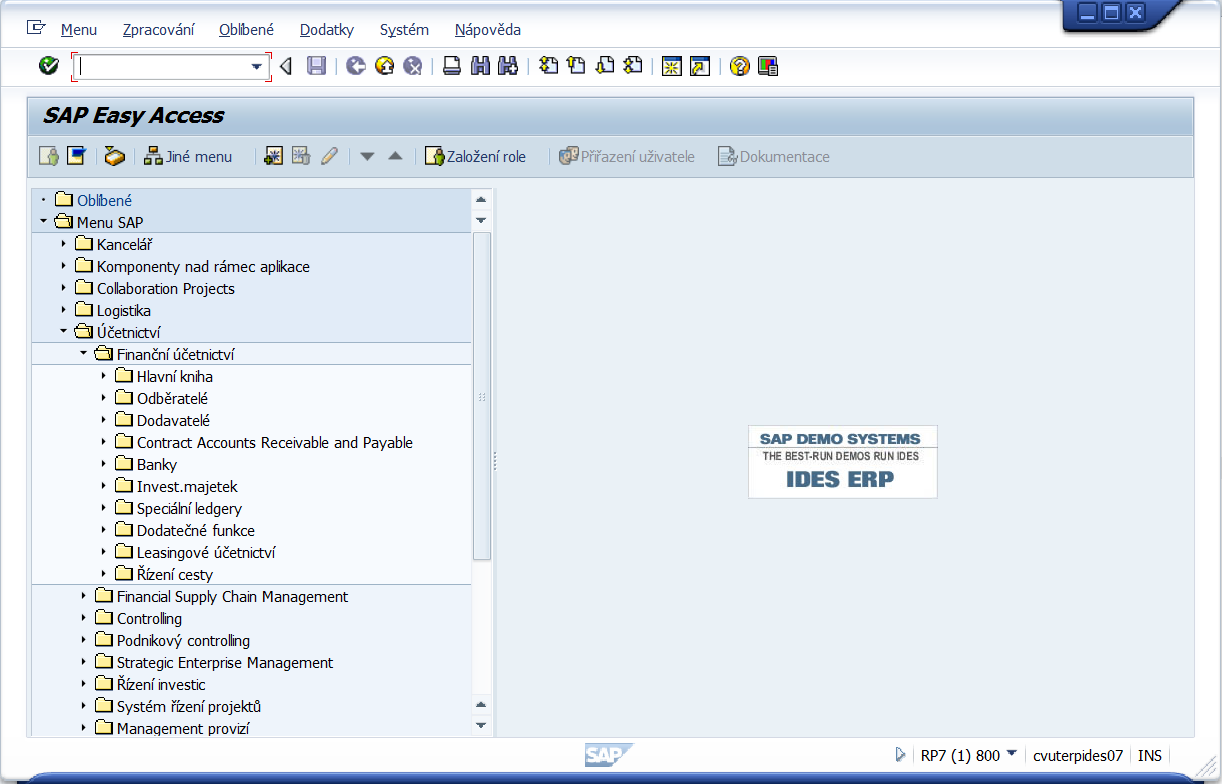 Prezentační vrstva - SAP GUI SAP GUI tlustý klient provozovaný na stanici