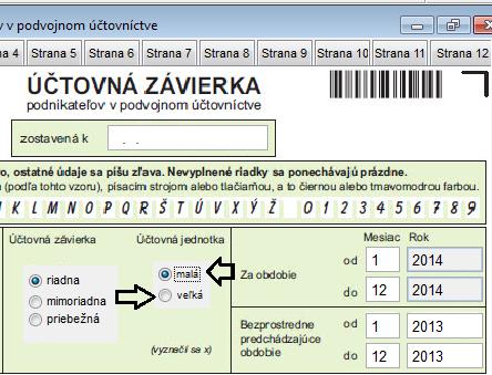 Pri výbere súvahy a výsledovky je tlačivo účtovná závierka rovnaké aj pre malú účtovnú jednotku aj pre veľkú účtovnú jednotku.