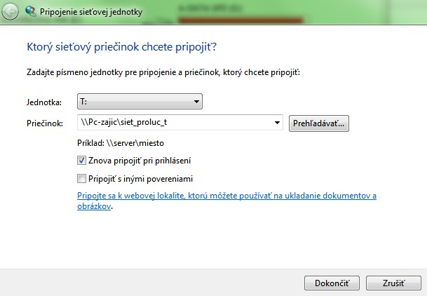 Interný návod: Ako spraviť zdieľanú zložku a spraviť mapovanie na Win7. Na disku vytvoríme priečinok - adresár napr. SIET_PROLUC. Nastavíme zdieľanie. Tlačivo WIN PROLUC SETUP (FoxPro 9) č.