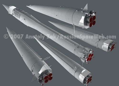 Koroljovova nosná raketa R-7 Semjorka.