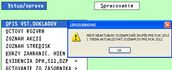 Modul PROLUC podvojné účtovníctvo Aktuálny výkaz DPH platný od 1.1.2012.