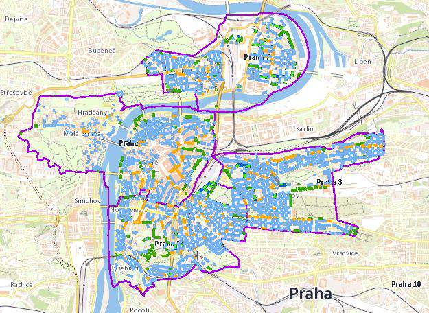 Obrázek 5.11: Zóny placeného stání na území Prahy Zdroj: Geoportal Praha, dostupné z www: http:// geoportalpraha.