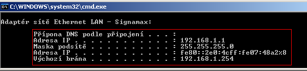 SK 2. Overenie funkčnosti DHCP Po nastavení sa môžete presvedčiť, že DHCP server WiFi routeru skutočne Vášmu PC pridelil IP adresu:
