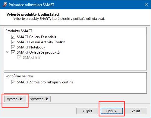 ekvivalenty. 2. Spusťte program Deinstalátor SMART (ve Windows 7 vyhledejte jeho název ve vyhledávacím řádku v menu Start; ve Windows 8/8.1/10 jej vyhledejte mezi aplikacemi, např.