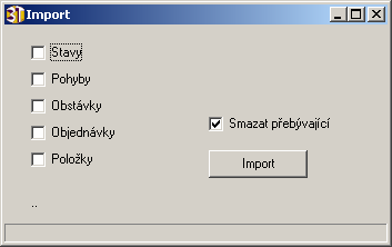 9.6. Export dat Program slouží k převodu dat mezi centrem a vzdáleným skladem, který není součástí počítačové sítě. Obsluha zadá, která dat se budou převádět. Formát převáděných dat je XML. 9.7.