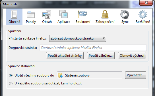 Stahování souborů pro stahování využívá Firefox nástroj Správce stahování (Ctr+J) stahované soubory se zařadí do fronty, stahování