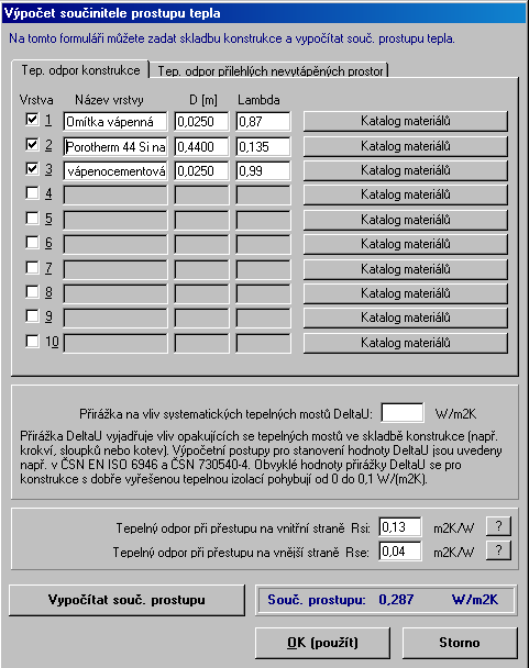 Skladba Zadání hodnot lze využít konstrukce pomocného výpočtu nebo katalogu