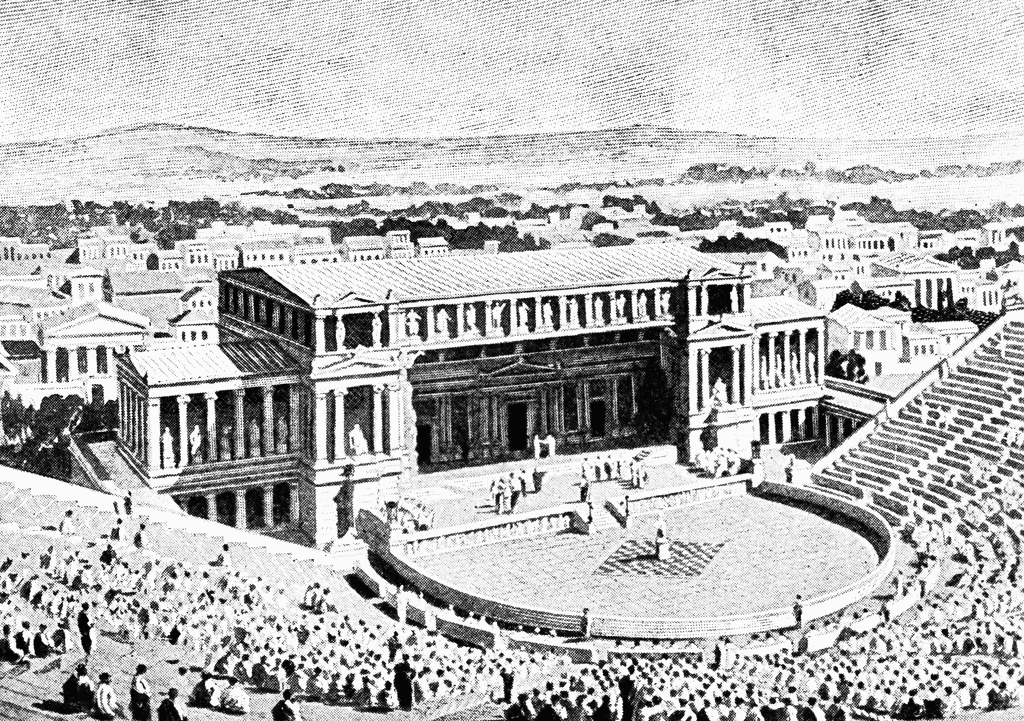 Řecký amfiteátr byl znám svou velmi dobrou akustikou, důležitá byla stavba nacházející se za