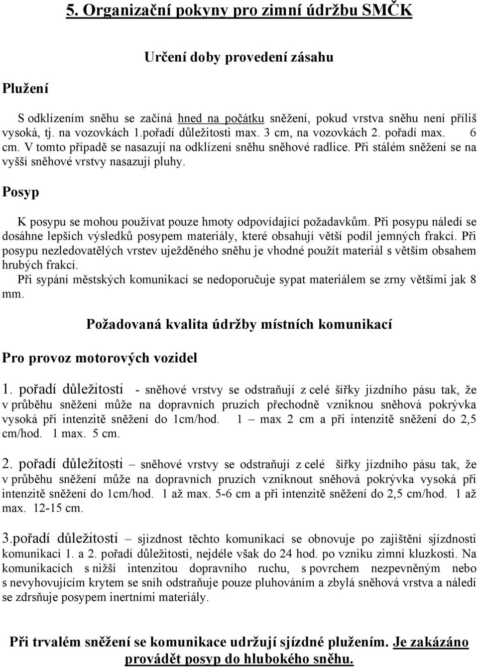 Posyp K posypu se mohou používat pouze hmoty odpovídající požadavkům. Při posypu náledí se dosáhne lepších výsledků posypem materiály, které obsahují větší podíl jemných frakcí.