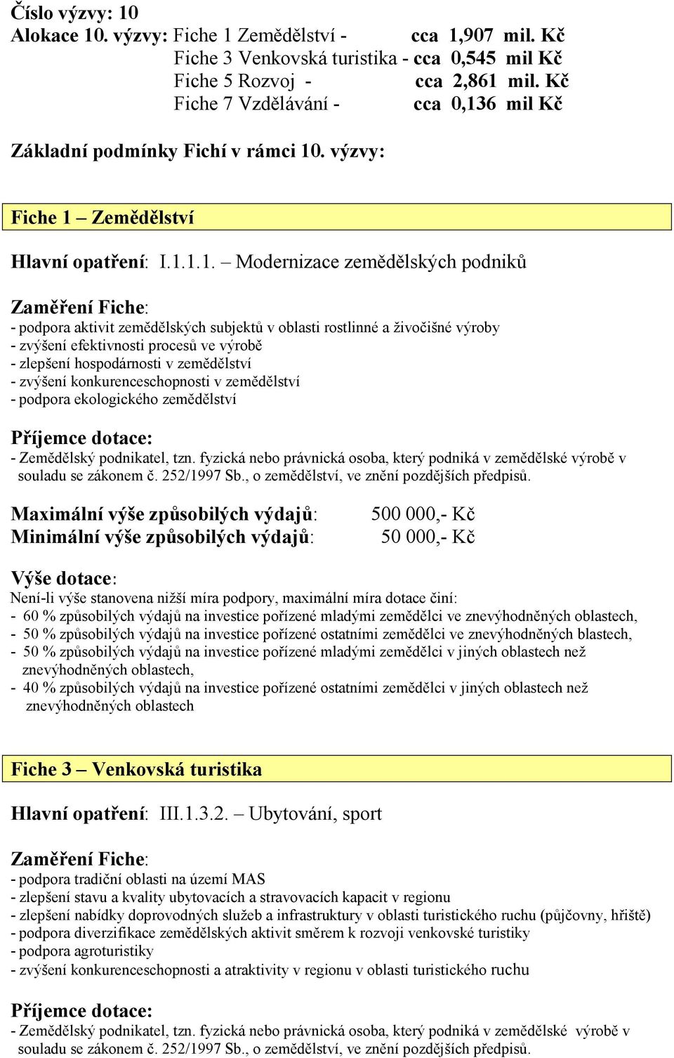 6 mil Kč Základní podmínky Fichí v rámci 10