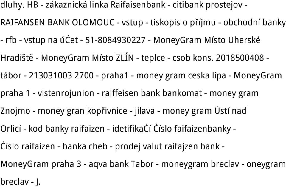 MoneyGram Místo Uherské Hradiště - MoneyGram Místo ZLÍN - teplce - csob kons.