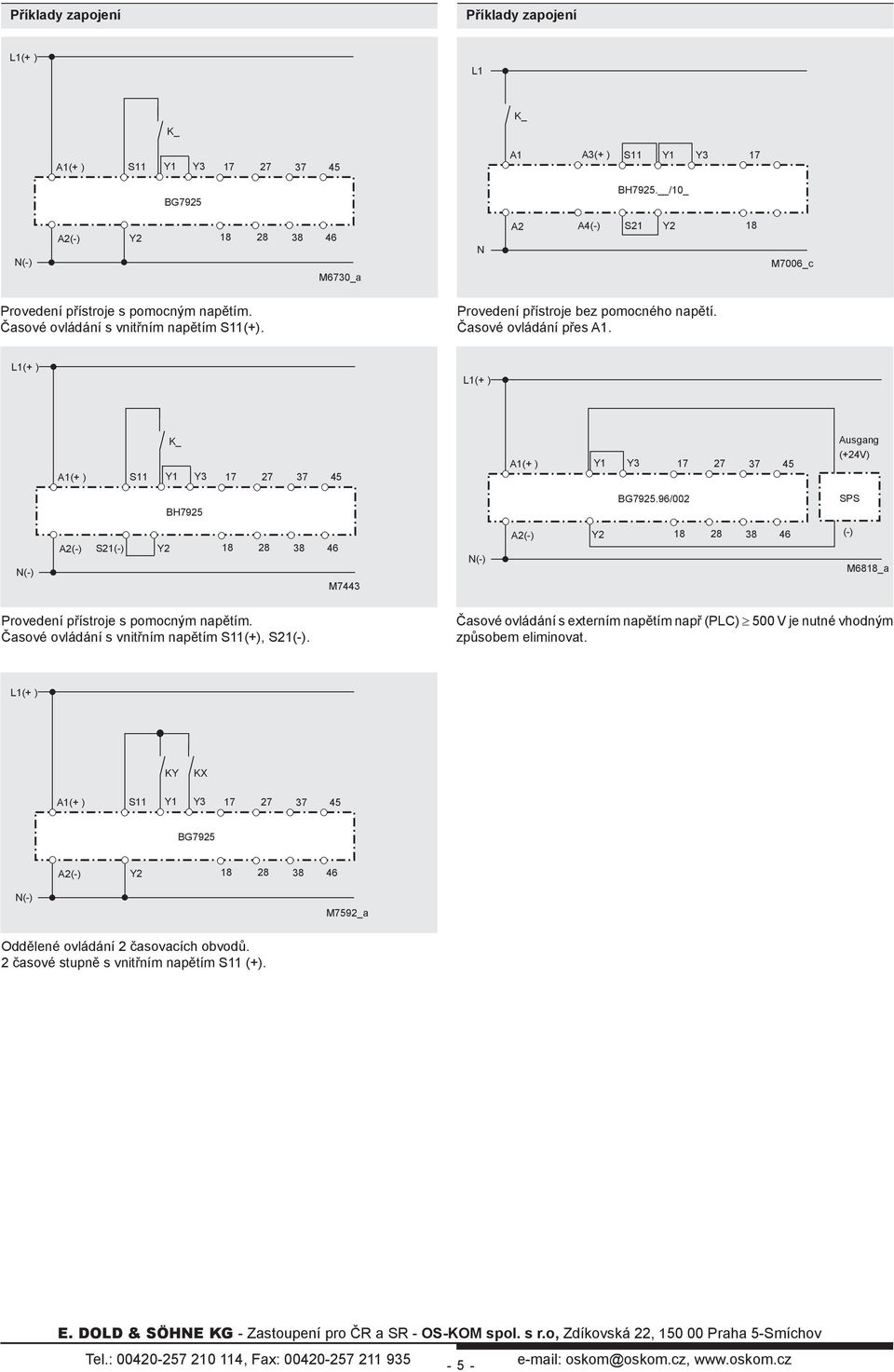 Časové ovládání s vnitřním napětím (+),. Časové ovládání s externím napětím např (PLC) 500 V je nutné vhodným způsobem eliminovat.