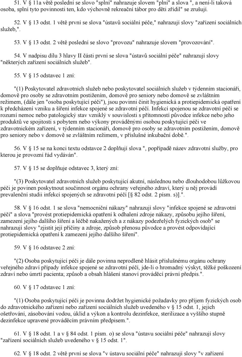 V nadpisu dílu 3 hlavy II části první se slova "ústavů sociální péče" nahrazují slovy "některých zařízení sociálních služeb". 55.