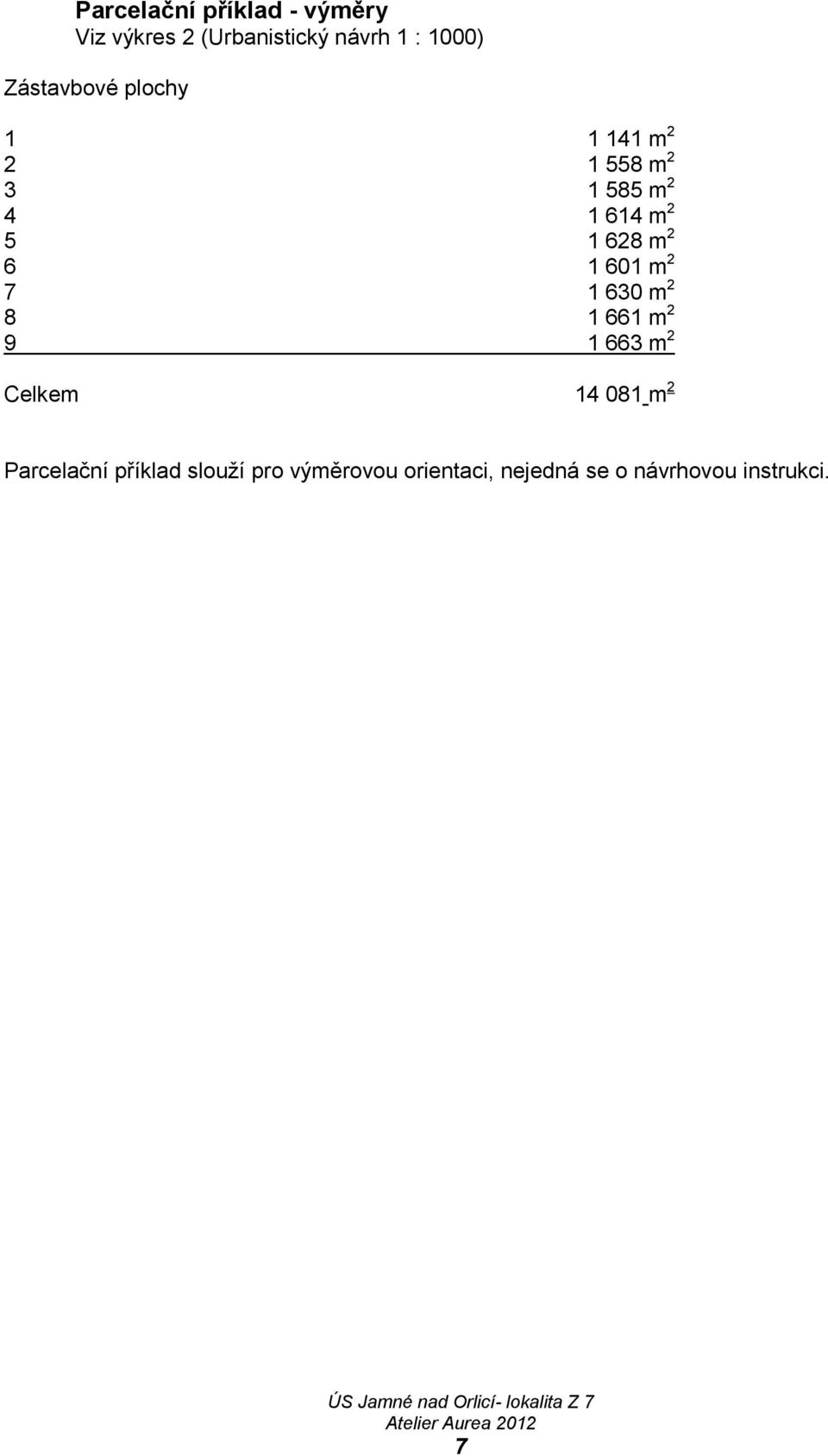 2 6 1 601 m 2 7 1 630 m 2 8 1 661 m 2 9 1 663 m 2 Celkem 14 081 m 2