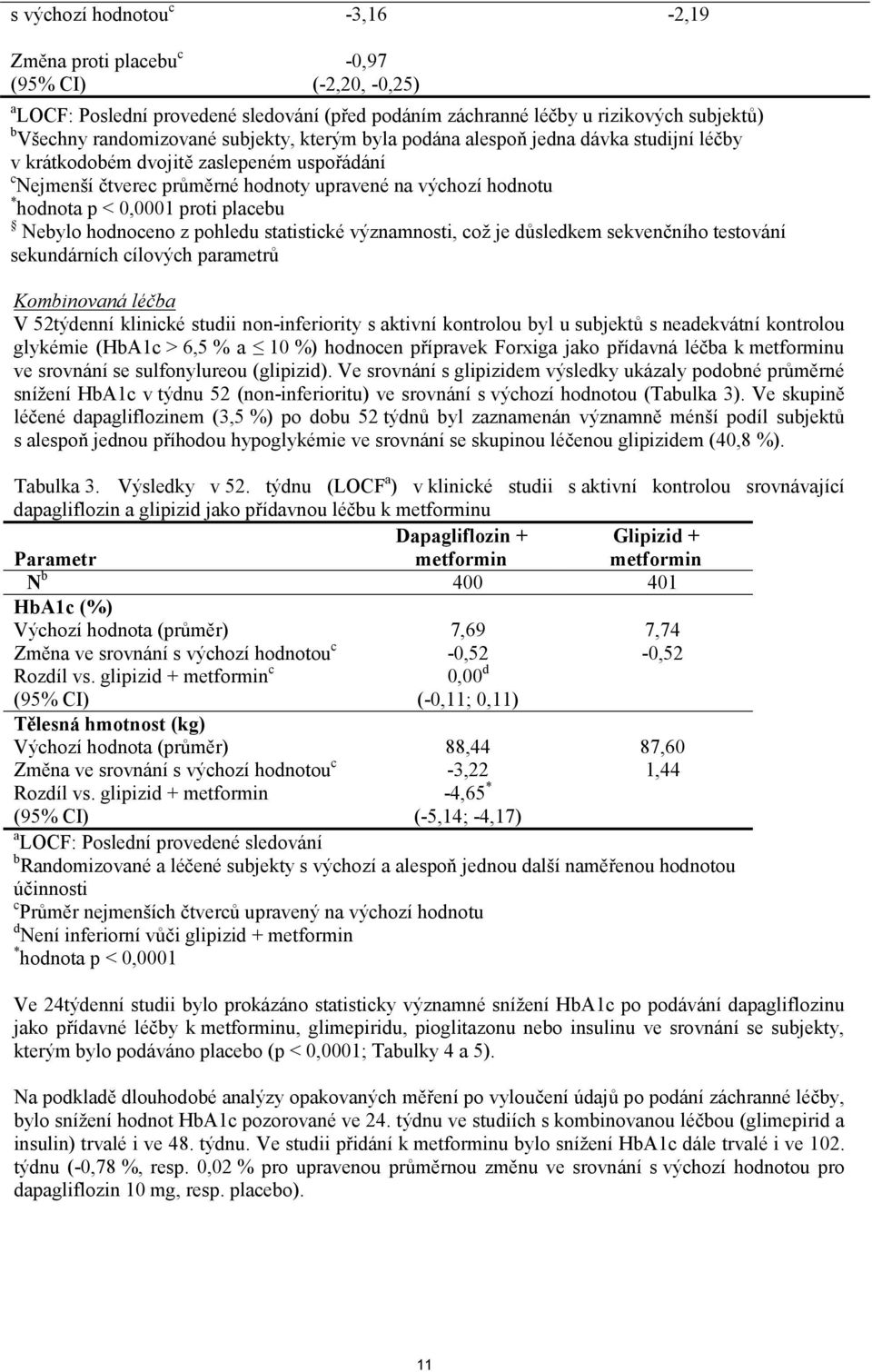 placebu Nebylo hodnoceno z pohledu statistické významnosti, což je důsledkem sekvenčního testování sekundárních cílových parametrů Kombinovaná léčba V 52týdenní klinické studii non-inferiority s