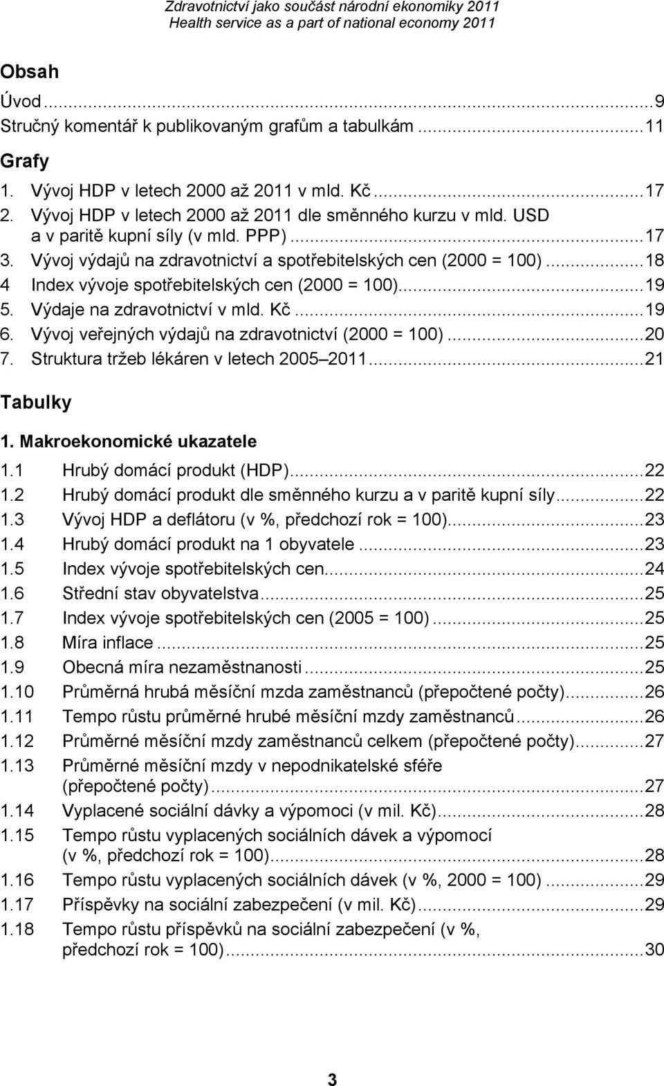 Výdaje na zdravotnictví v mld. Kč...19 6. Vývoj veřejných výdajů na zdravotnictví (2000 = 100)...20 7. Struktura tržeb lékáren v letech 2005 2011...21 Tabulky 1. Makroekonomické ukazatele 1.