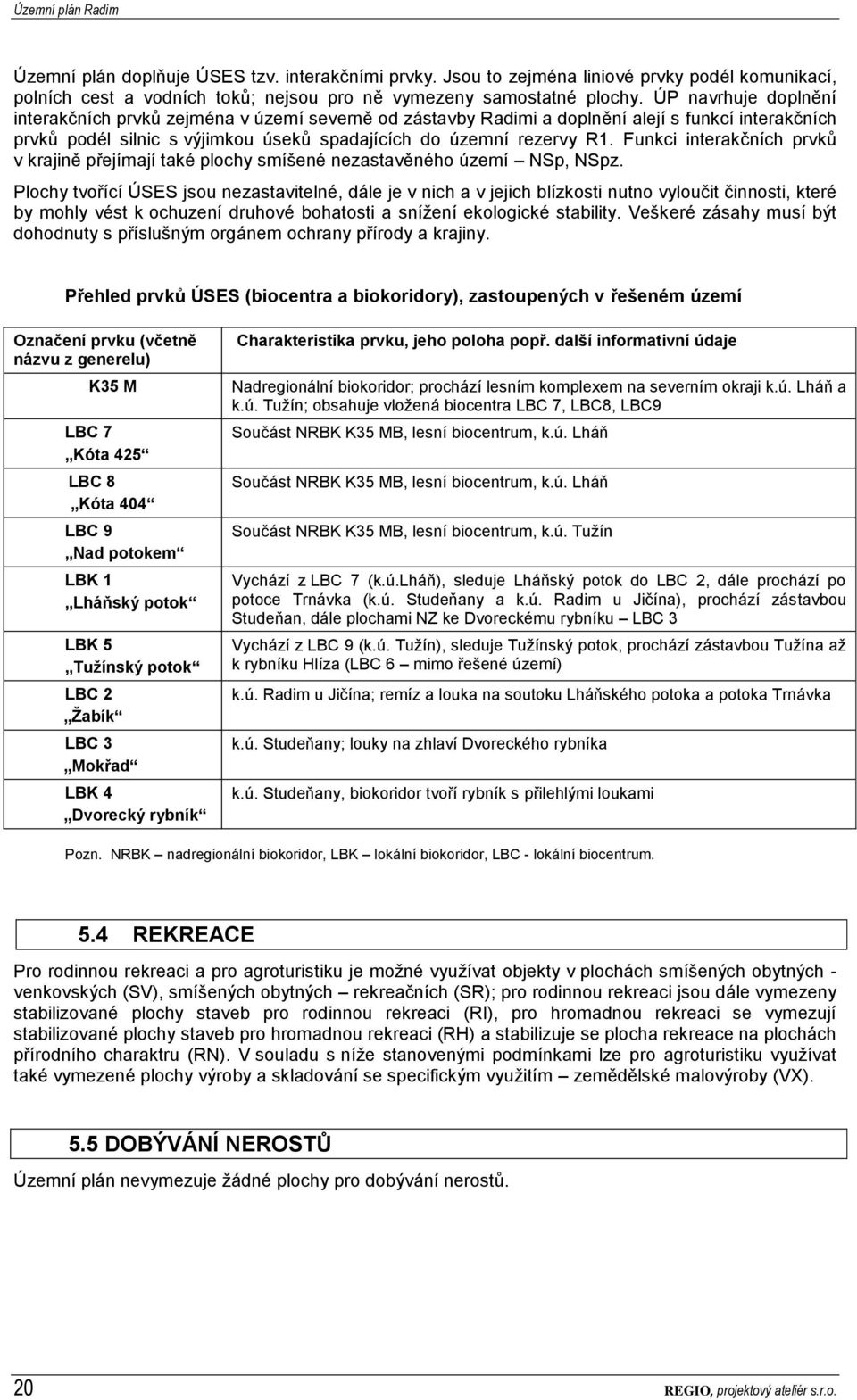 Funkci interakčních prvků v krajině přejímají také plochy smíšené nezastavěného území NSp, NSpz.