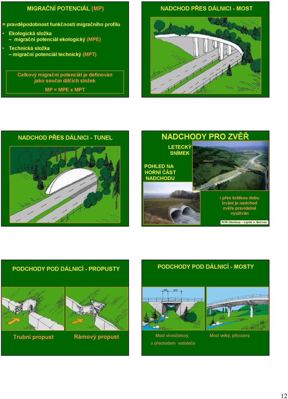 TUNEL NADCHODY PRO ZVĚŘ LETECKÝ SNÍMEK POHLED NA HORNÍ ČÁST NADCHODU i přes krátkou dobu trvání je nadchod zvěře pravidelně využíván R/35 Olomouc Lipník n.