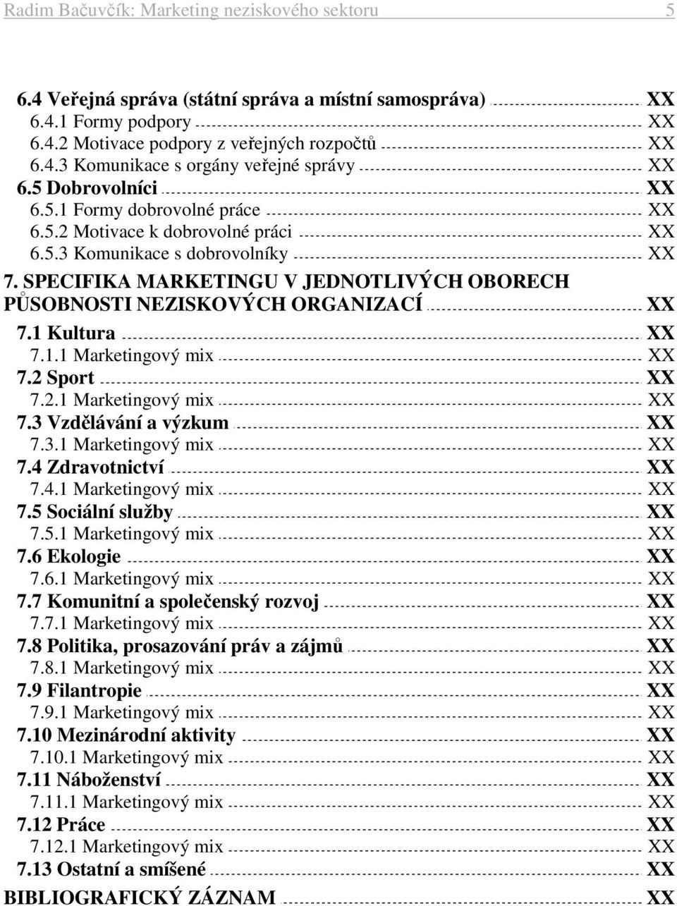 1 Kultura 7.1.1 Marketingový mix 7.2 Sport 7.2.1 Marketingový mix 7.3 Vzdělávání a výzkum 7.3.1 Marketingový mix 7.4 Zdravotnictví 7.4.1 Marketingový mix 7.5 Sociální služby 7.5.1 Marketingový mix 7.6 Ekologie 7.