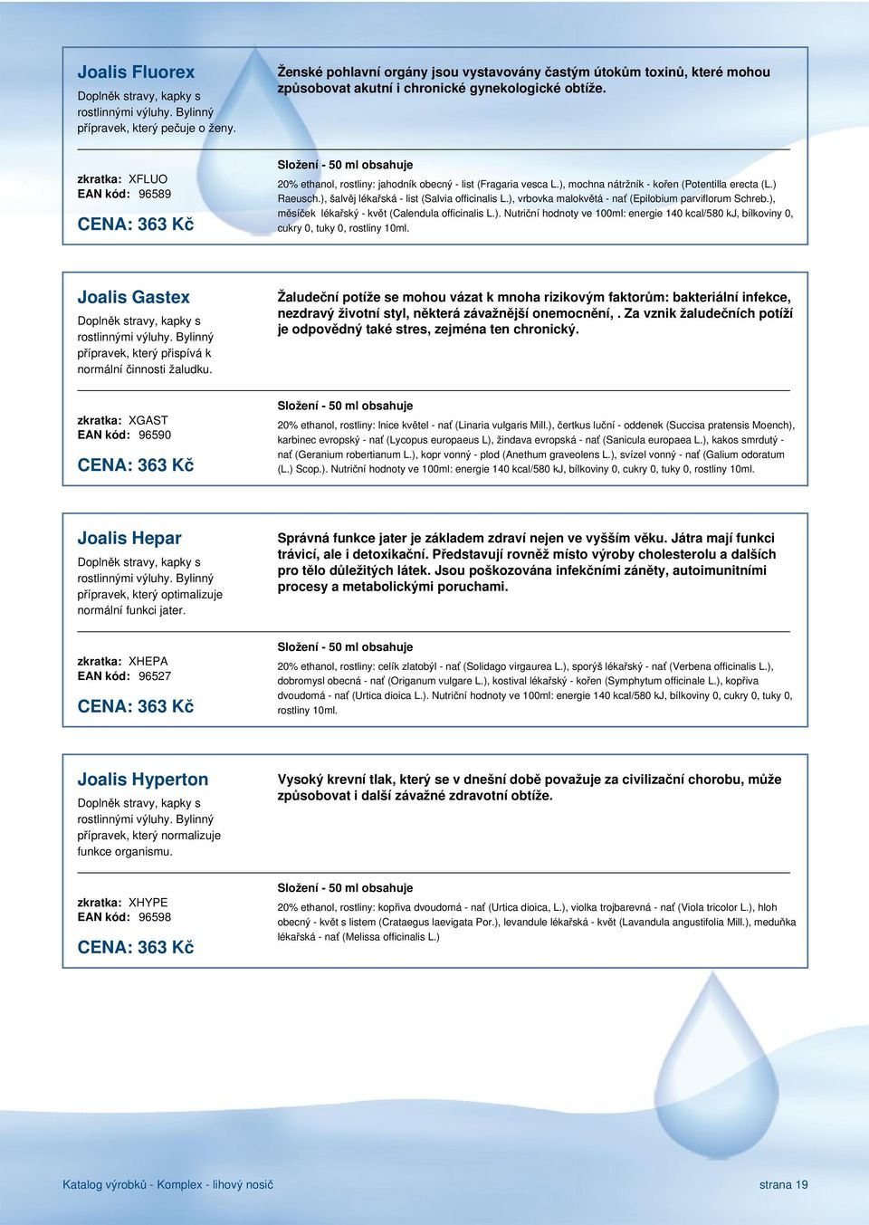 20% ethanol, rostliny: jahodník obecný - list (Fragaria vesca L.), mochna nátržník - kořen (Potentilla erecta (L.) Raeusch.), šalvěj lékařská - list (Salvia officinalis L.