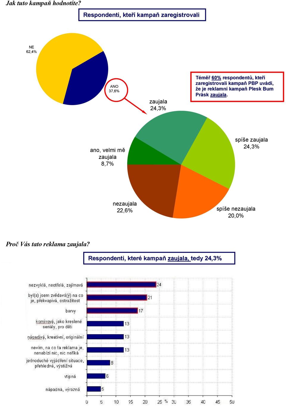 respondentů, kteří zaregistrovali kampaň PBP uvádí, že je reklamní kampaň Plesk Bum Prásk