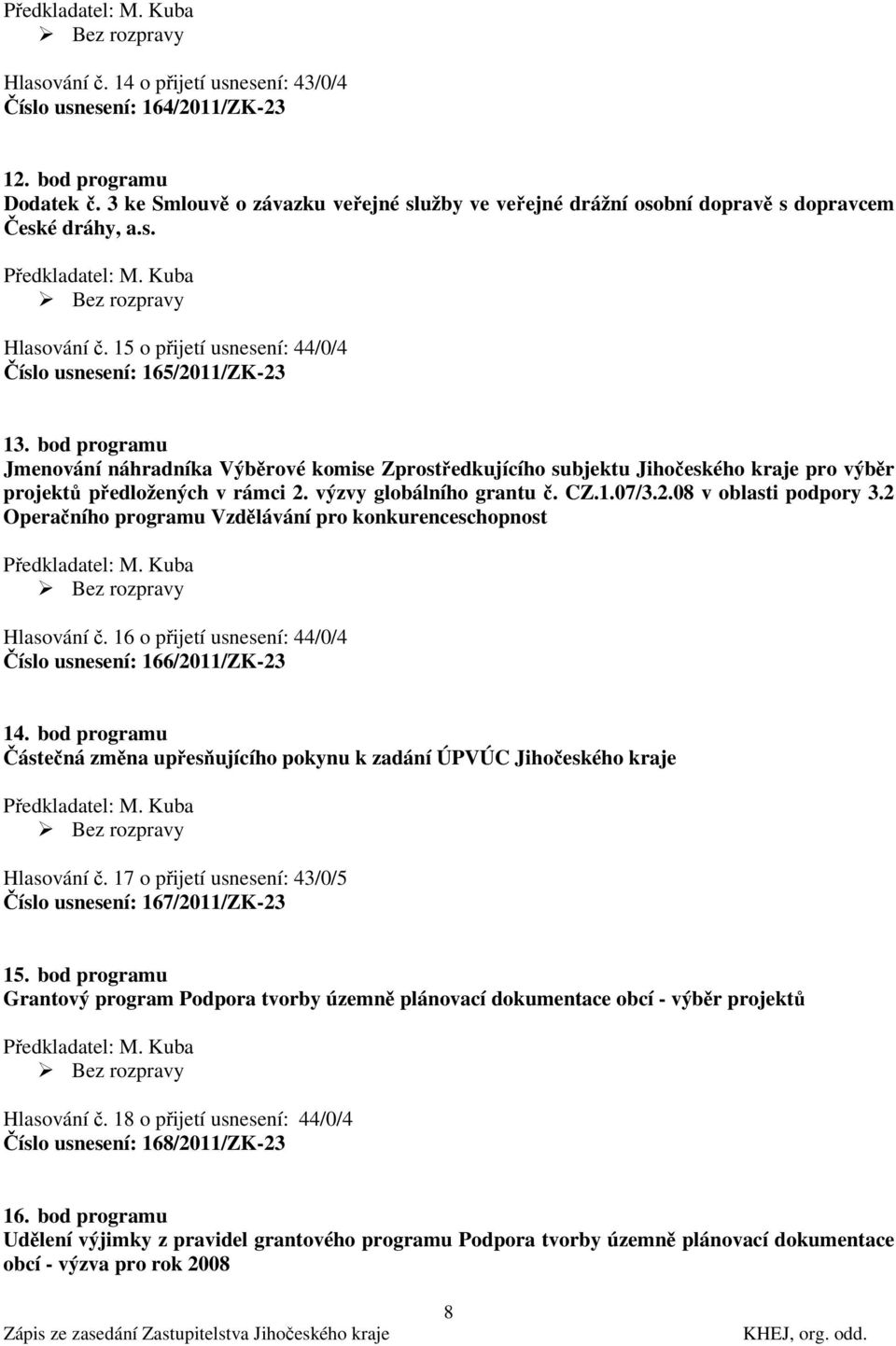 bod programu Jmenování náhradníka Výběrové komise Zprostředkujícího subjektu Jihočeského kraje pro výběr projektů předložených v rámci 2. výzvy globálního grantu č. CZ.1.07/3.2.08 v oblasti podpory 3.