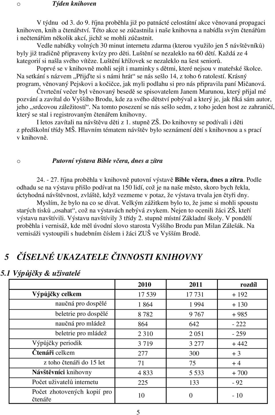 Vedle nabídky volných 30 minut internetu zdarma (kterou využilo jen 5 návštěvníků) byly již tradičně připraveny kvízy pro děti. Luštění se nezaleklo na 60 dětí.