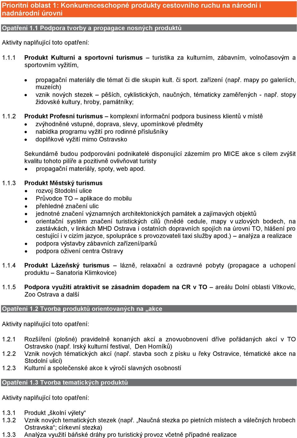 1.2 Produkt Profesní turismus komplexní informační podpora business klientů v místě zvýhodněné vstupné, doprava, slevy, upomínkové předměty nabídka programu vyžití pro rodinné příslušníky doplňkové