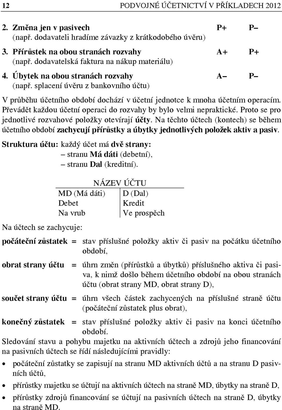 Převádět každou účetní operaci do rozvahy by bylo velmi nepraktické. Proto se pro jednotlivé rozvahové položky otevírají účty.